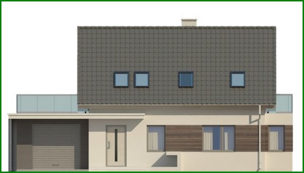 704. Project of a small one-story house with a terrace above the garage