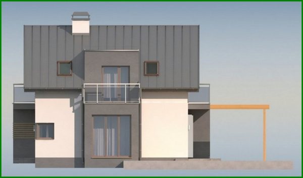 705. Project of a modern stylish house with a bay window and an unusual balcony