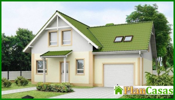 726. One-storey house project with attic, garage and green roof