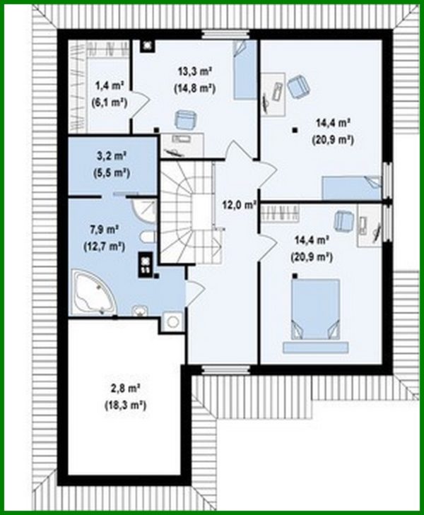 728. House project with attic, technical room, extra bedroom