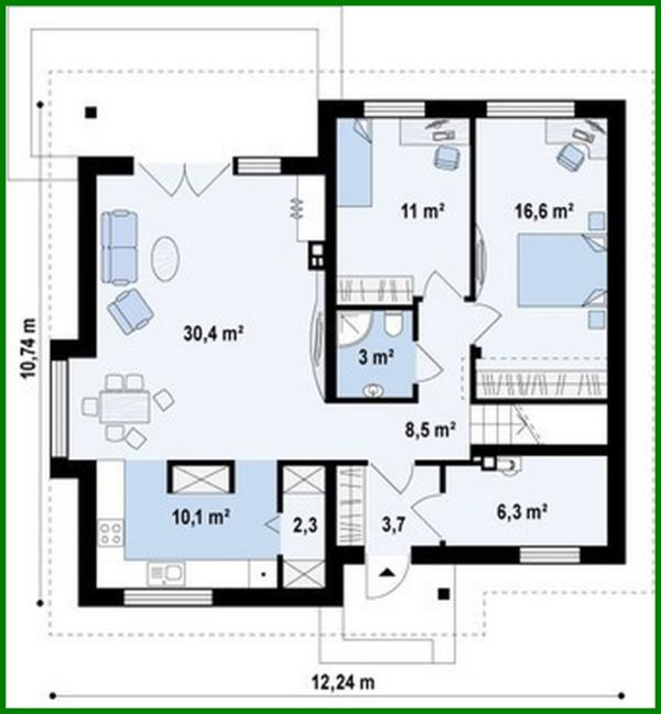 730. House project with additional rooms on the ground floor