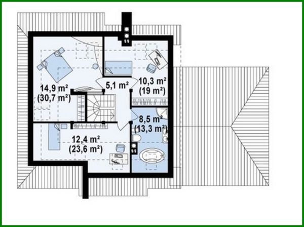 738. House project with an attic and a garage for two cars