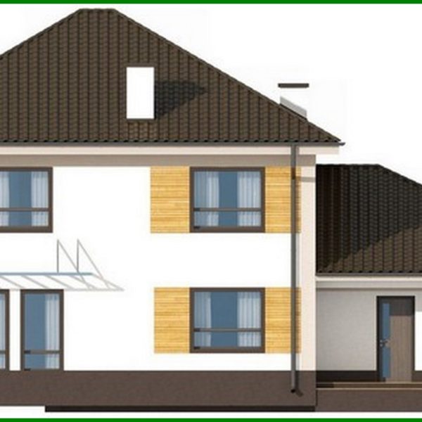 759. The project of a two-story cottage with a garage for two cars