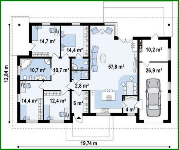 772. Four-bedroom cottage project