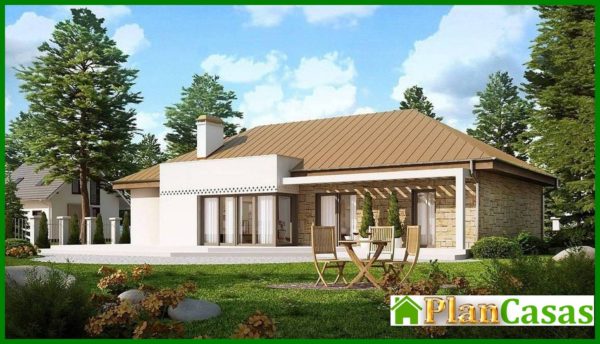 777. Single-storey cottage project with garage, with private area