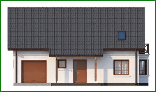 785. Cottage project with built-in garage, bay window and balcony
