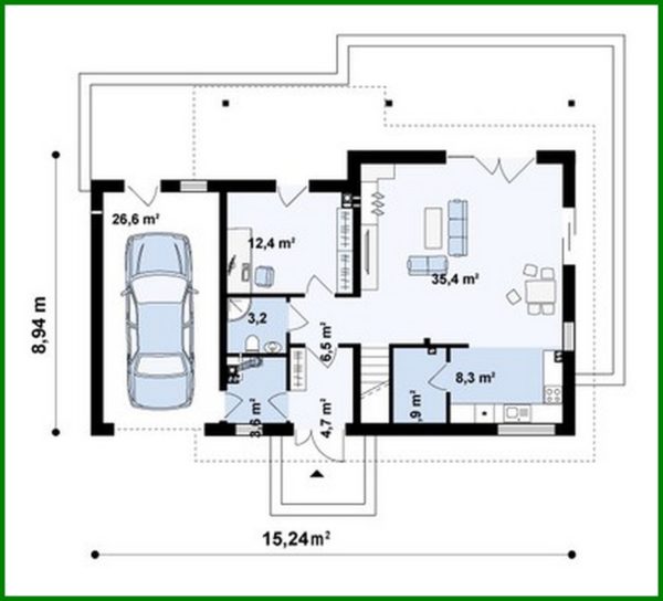 786. Project of a classic house with a terrace above the garage