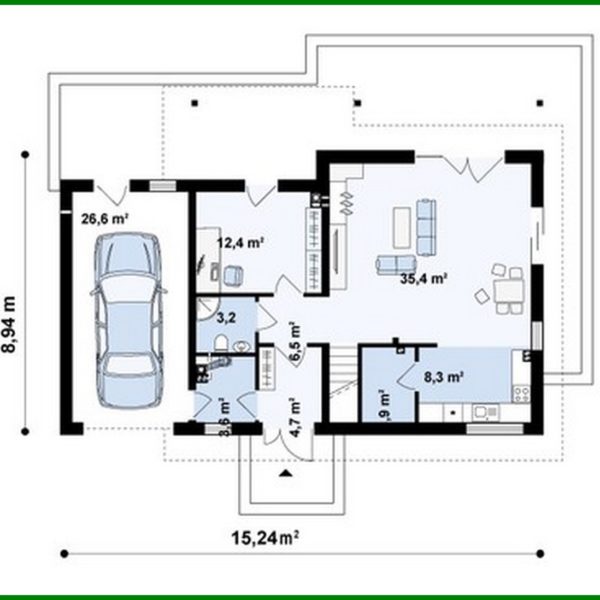 786. Project of a classic house with a terrace above the garage