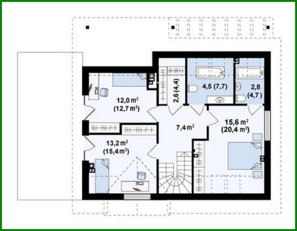 786. Project of a classic house with a terrace above the garage