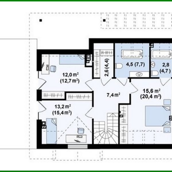 786. Project of a classic house with a terrace above the garage