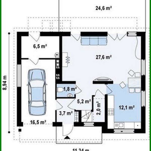 788. Project of a traditional cottage with a built-in garage