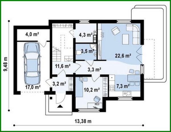 790. The project of a cottage with a garage, for two families