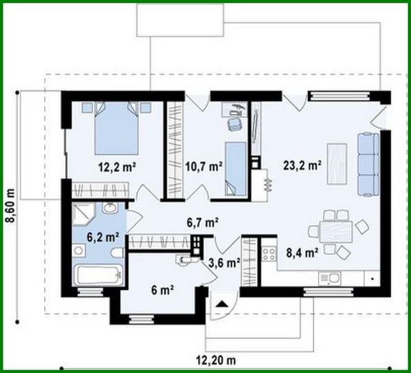 810. The project of a small summer cottage private one-story classic house