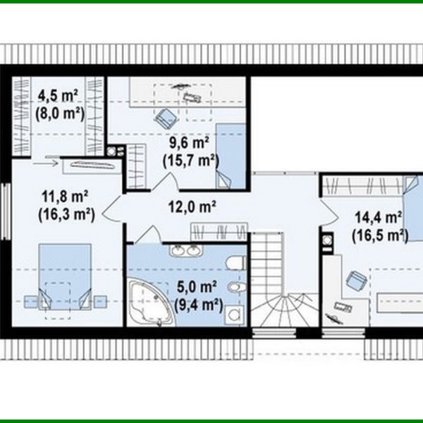 822. Cottage project with built-in garage and attic