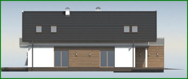827. House project for a narrow plot with a terrace above the garage