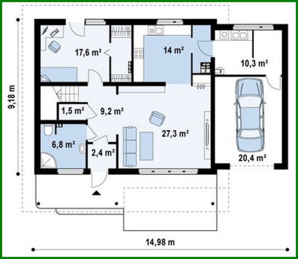 839. The project of a bright house with a large terrace on the second floor