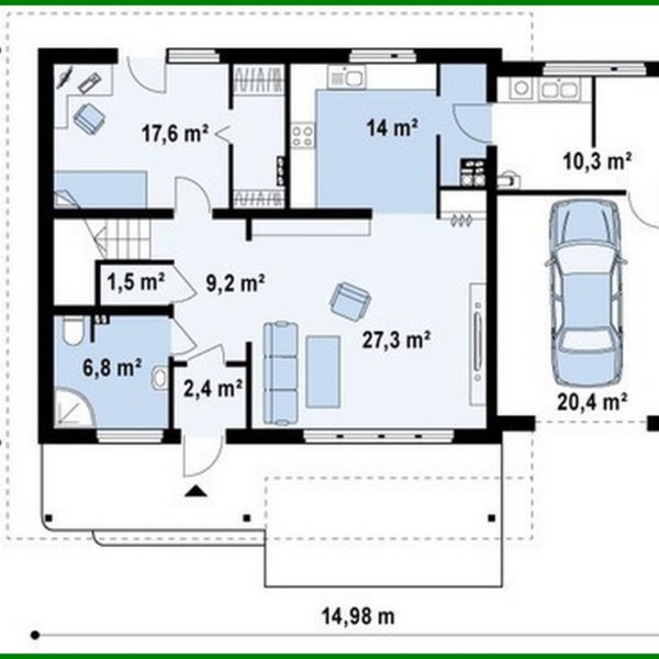 839. The project of a bright house with a large terrace on the second floor