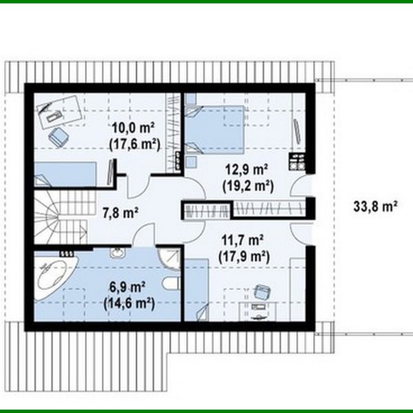 839. The project of a bright house with a large terrace on the second floor