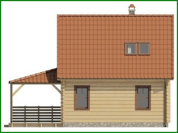 844. Small house project with attic and side terrace