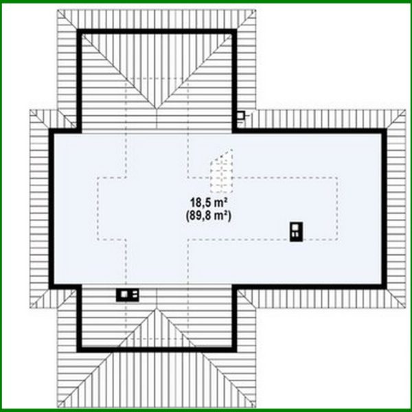 845. The project of a one-story house with a room for the attic