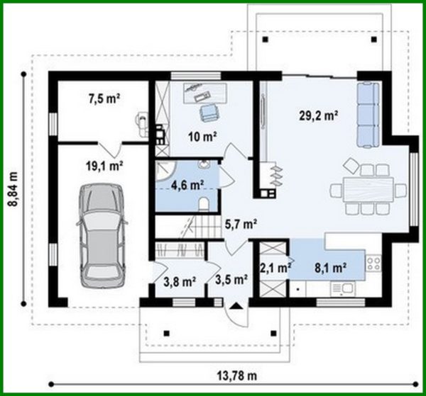 856. Project of a cottage with a garage