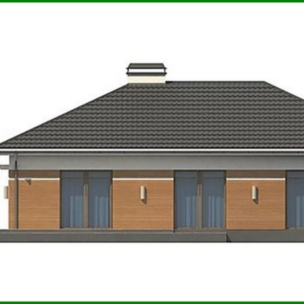 858. Project of a stylish one-story house with a large garage for 2 cars