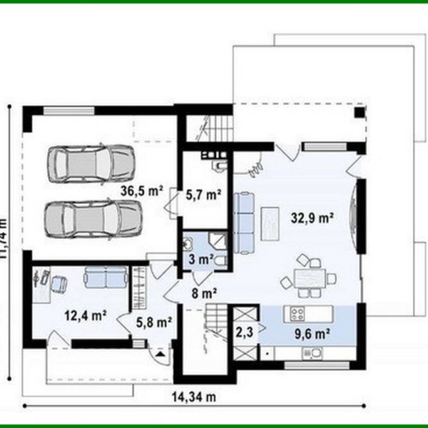 873. The project of a modern house of 180 square meters. m with an extension