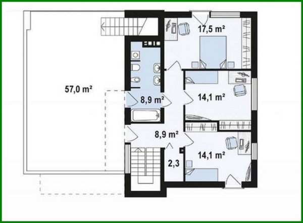 873. The project of a modern house of 180 square meters. m with an extension