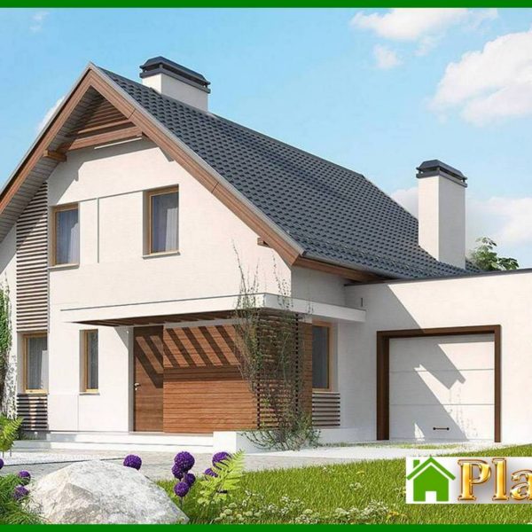 874. The project of a nice cottage with an area of 184 square meters. m with attached garage