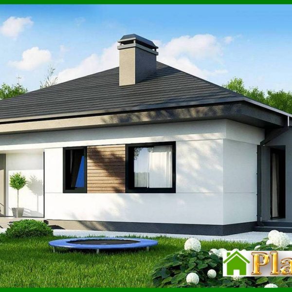 887. The project of a summer residence with an area of 86 square meters. m with black and white exterior