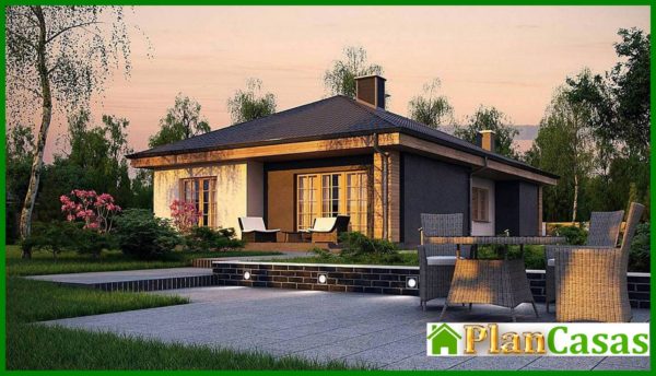 895. The project of a one-story house with an area of ​​120 square meters. m, decorated with artificial stone