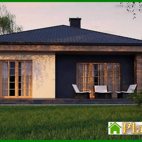 895. The project of a one-story house with an area of ​​120 square meters. m, decorated with artificial stone
