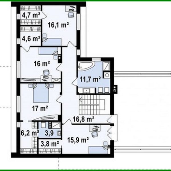 898. Plan of a modern mansion with an area of ​​283 square meters. m with an attached garage for two cars