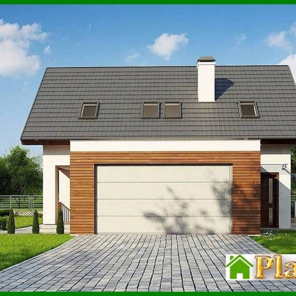 929. The project of a classic two-story cottage with a garage for two cars with an area of ​​more than 150 m²