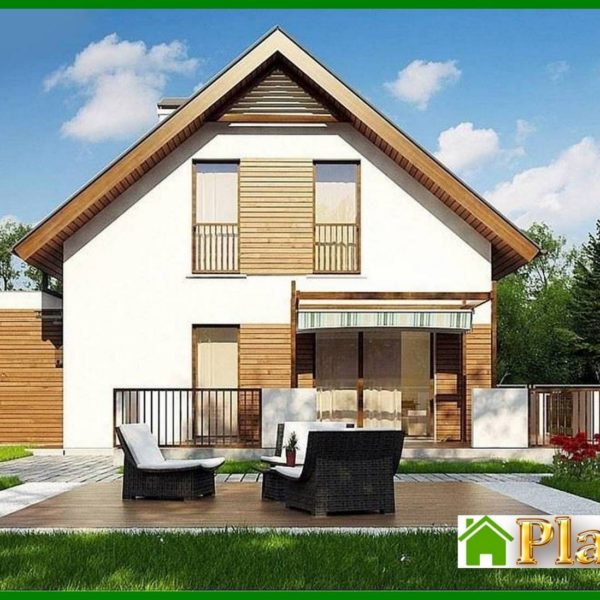 929. The project of a classic two-story cottage with a garage for two cars with an area of ​​more than 150 m²