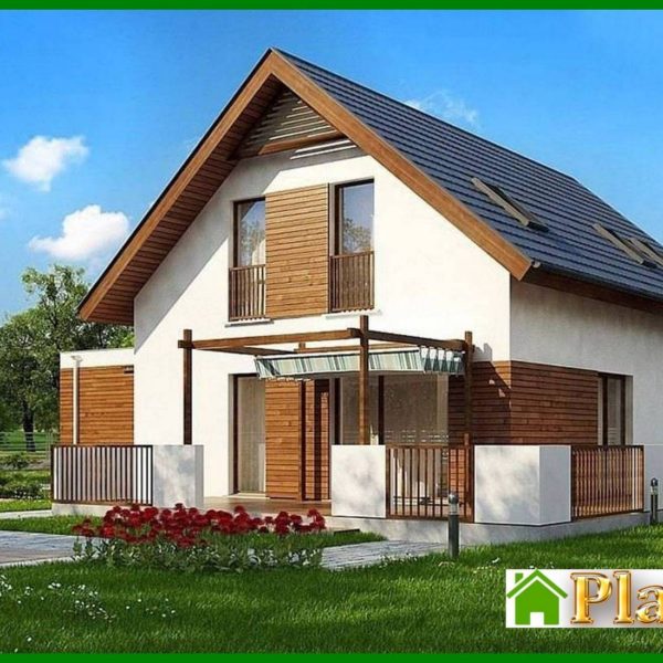 929. The project of a classic two-story cottage with a garage for two cars with an area of ​​more than 150 m²