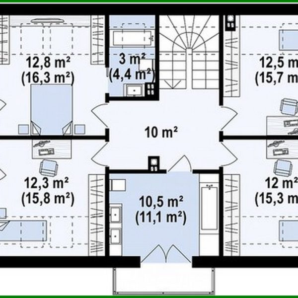 936. Two-story cottage in a classic style with an eclectic inclusion of cubism