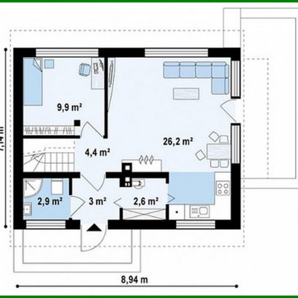 948. The project of a cottage with an attic 7 on 9 in a classic style