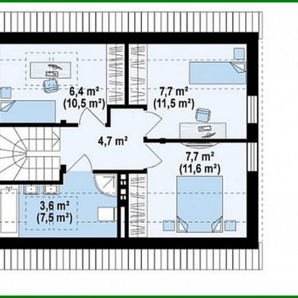 948. The project of a cottage with an attic 7 on 9 in a classic style