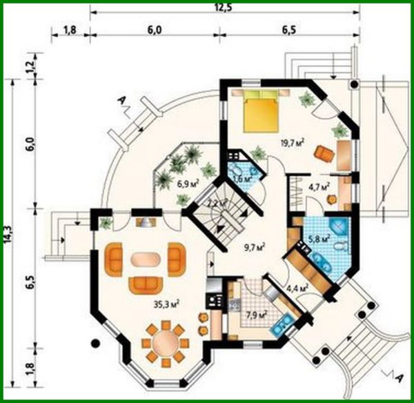 957. Plan of the mansion with an area of ​​231 square meters. m in a modern European style